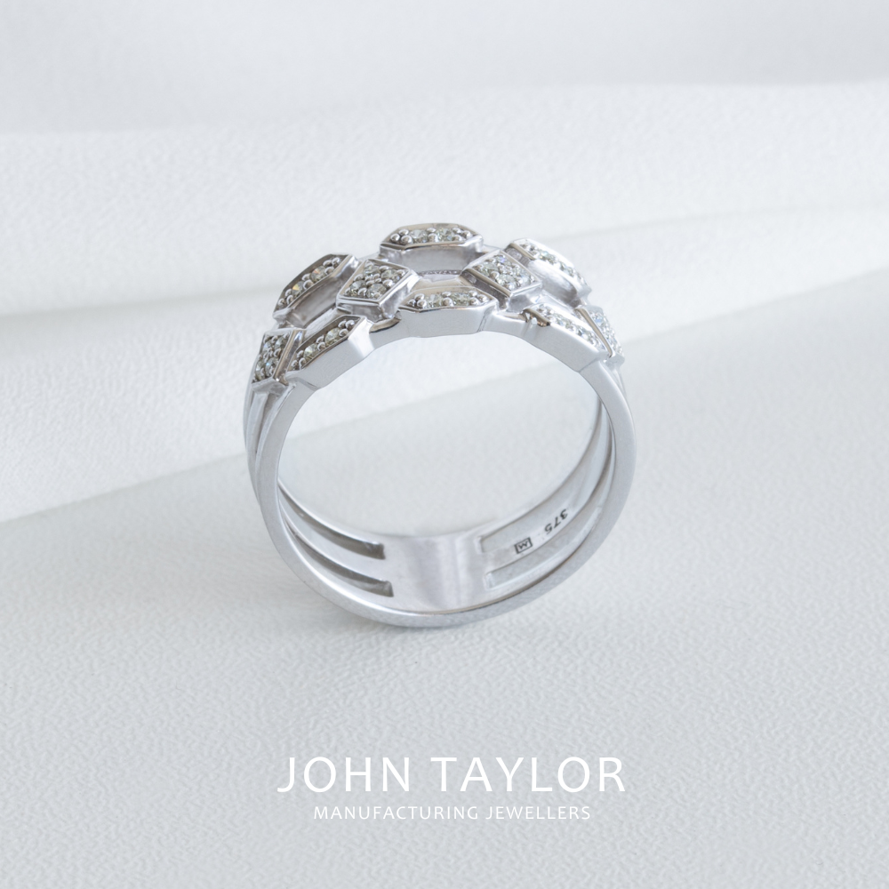 White Gold Geometric Diamond Band