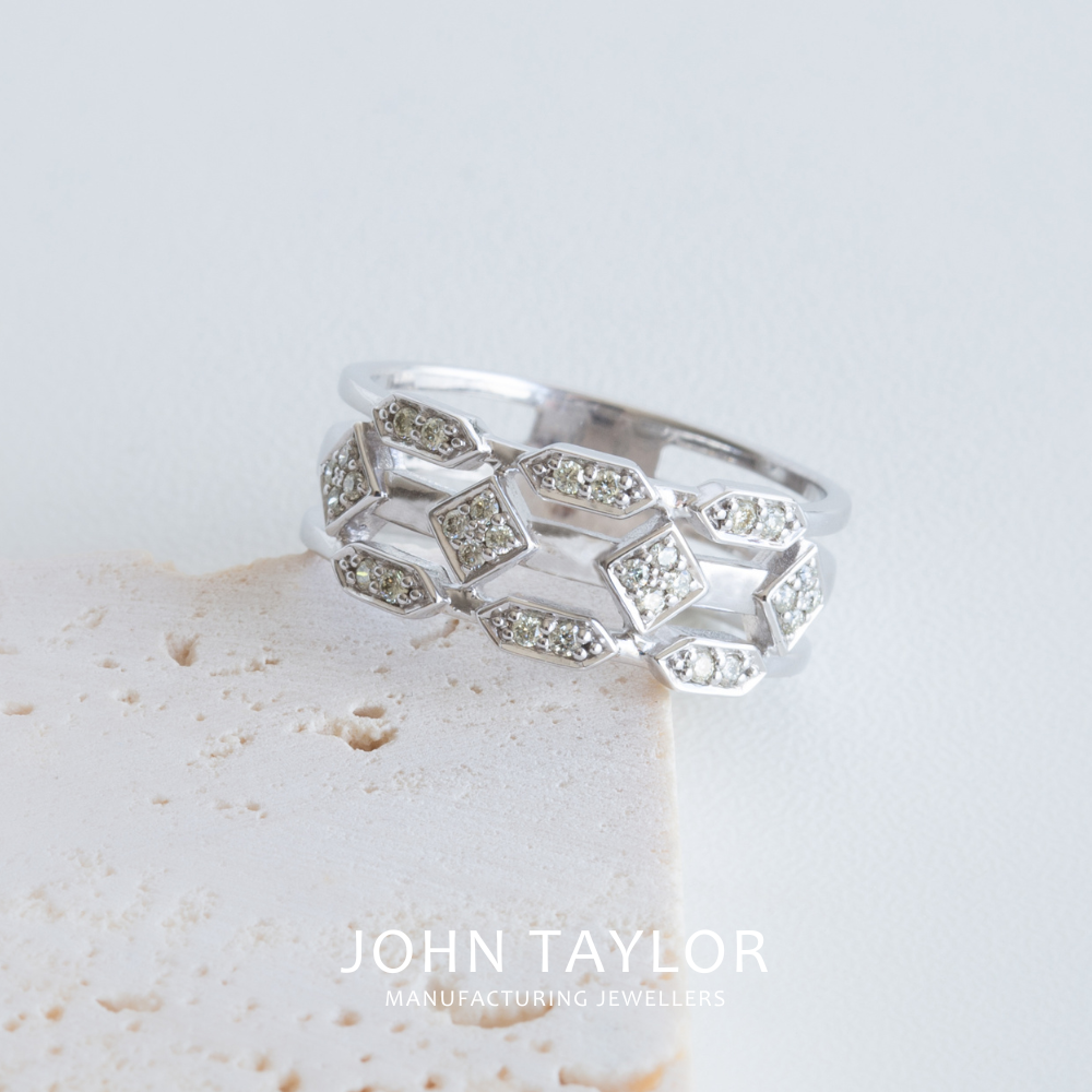 White Gold Geometric Diamond Band