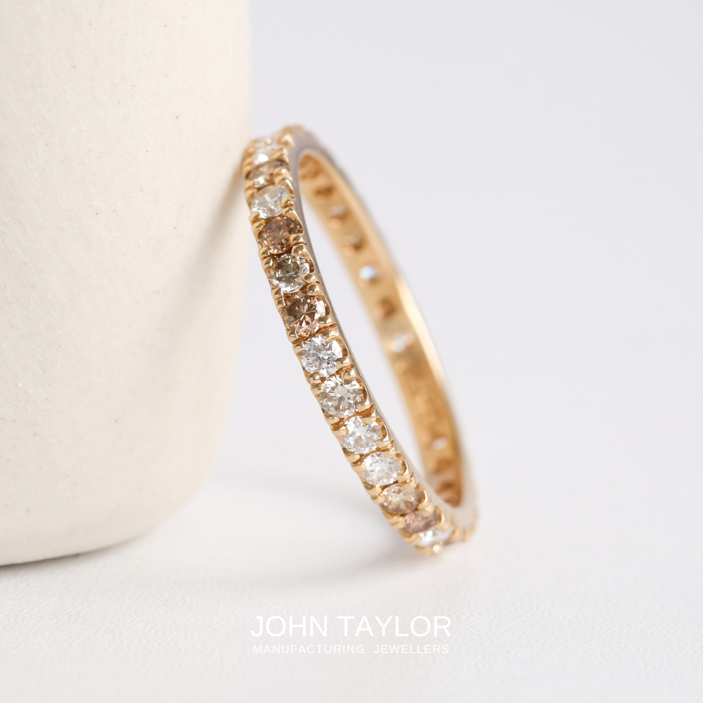 Ombre Shades of Champagne and White Diamonds Eternity Band