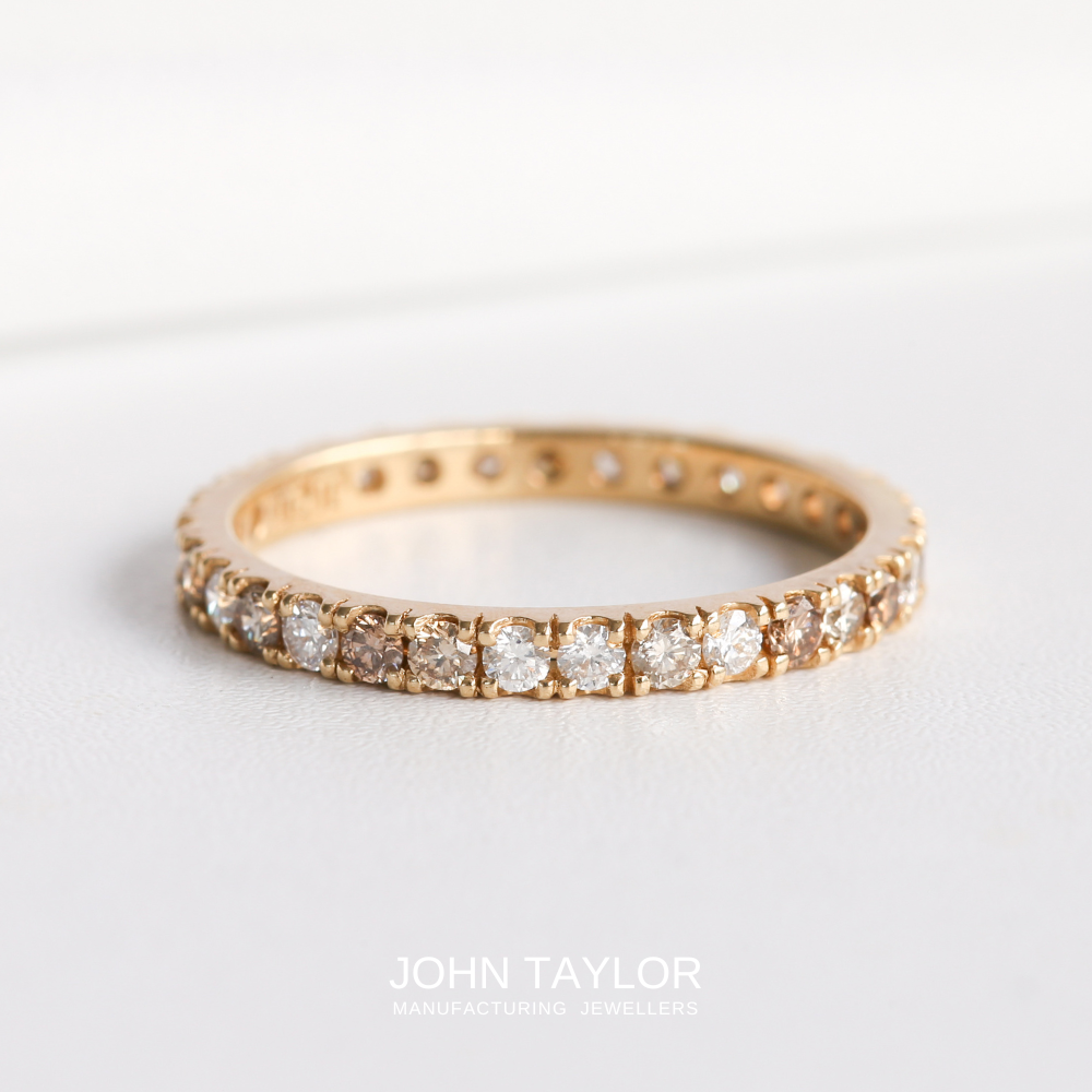 Ombre Shades of Champagne and White Diamonds Eternity Band