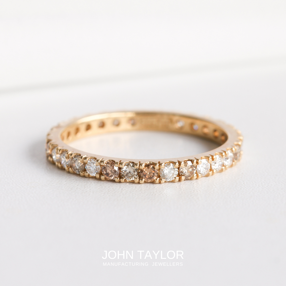 Ombre Shades of Champagne and White Diamonds Eternity Band