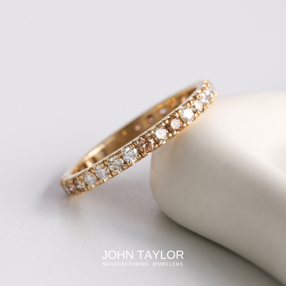 Ombre Shades of Champagne and White Diamonds Eternity Band