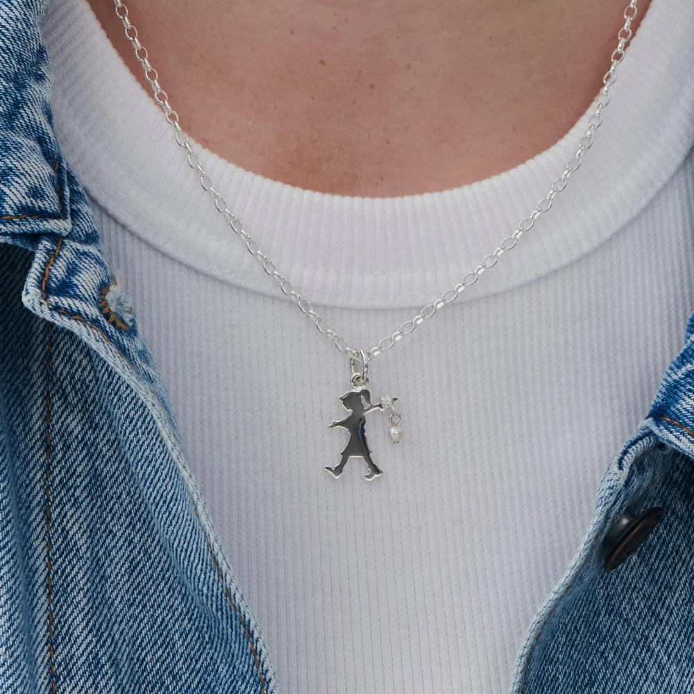 Karen Walker Silver Girl with a Pearl Necklace John Taylor Jewellers