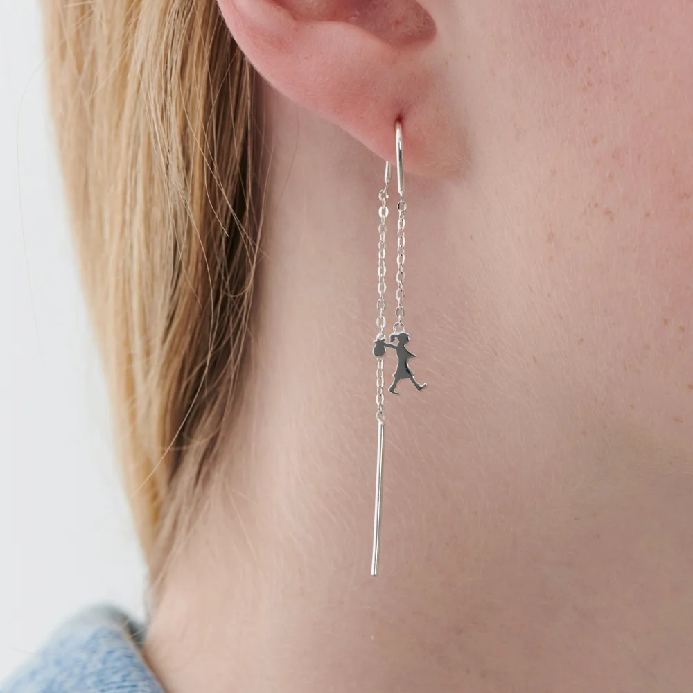 Karen Walker Silver Runaway Girl Thread Earrings