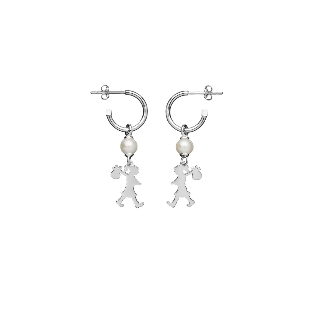 Karen Walker Silver Runaway Girl with a Pearl Earrings