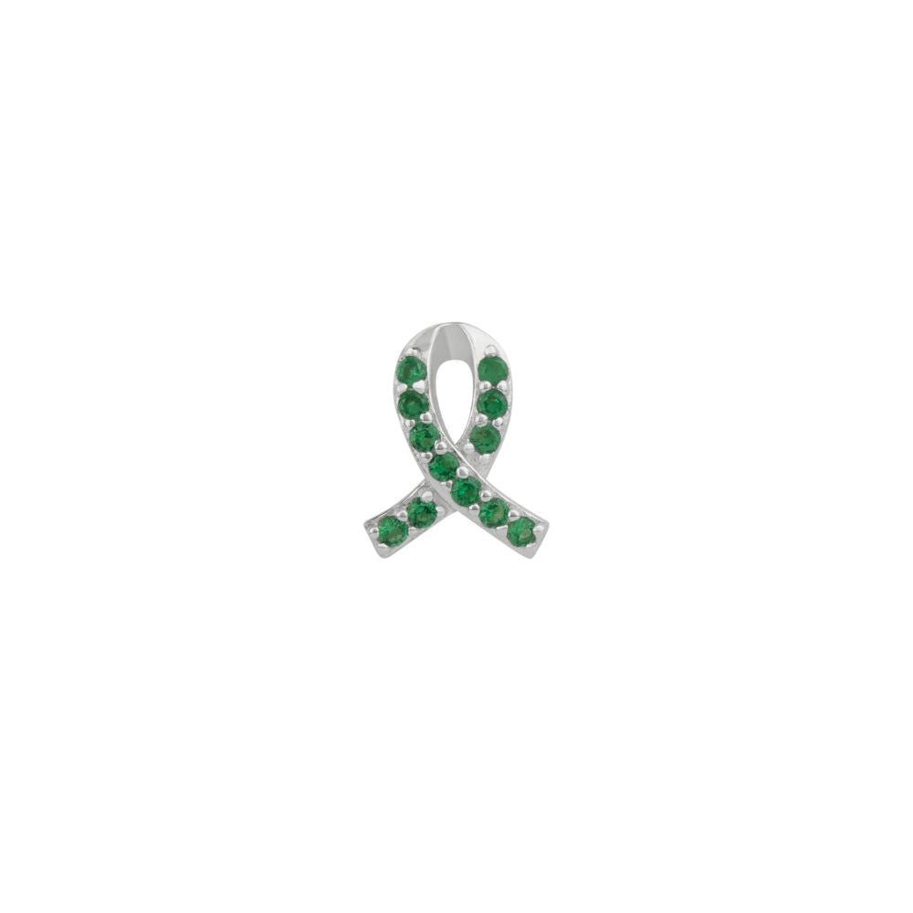 STOW Sterling Silver CZ Green Ribbon Charm (Mental Health)