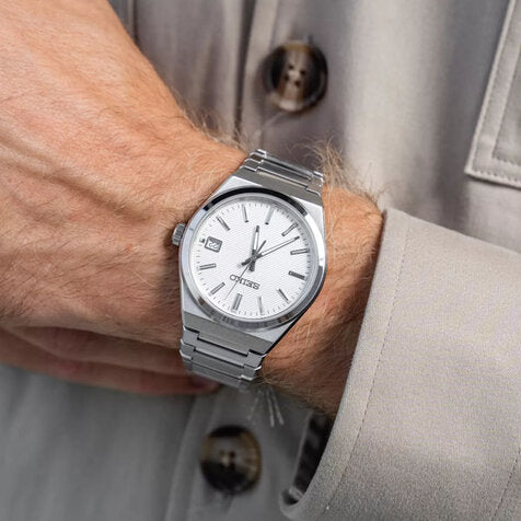 Seiko Gents Quartz Dress Watch in Silver/White