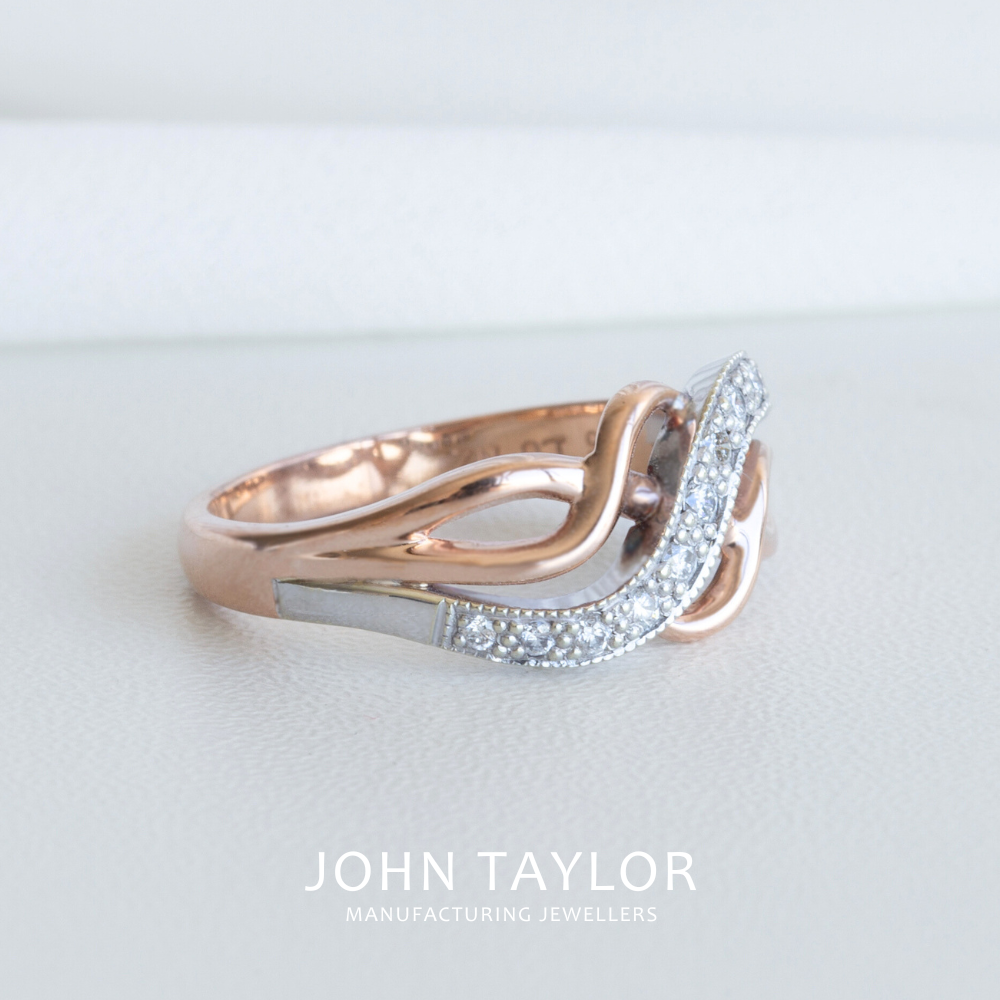 Organic 3 Wave Diamond Ring in Two-Tone Gold