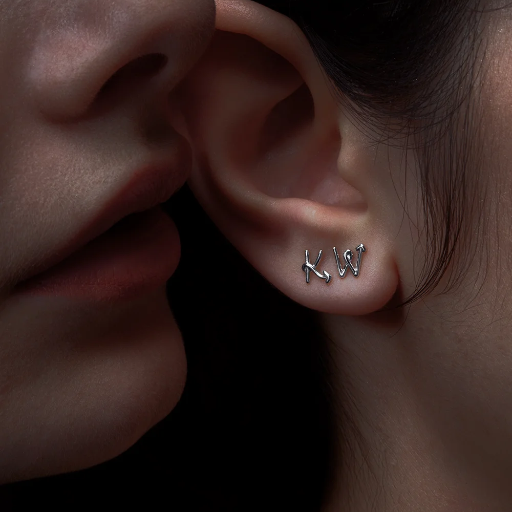 Karen Walker Silver Initial Single Studs