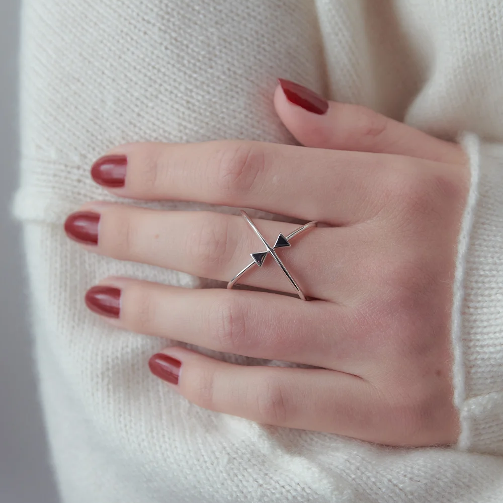 Karen Walker Silver Atomic Arrows Ring