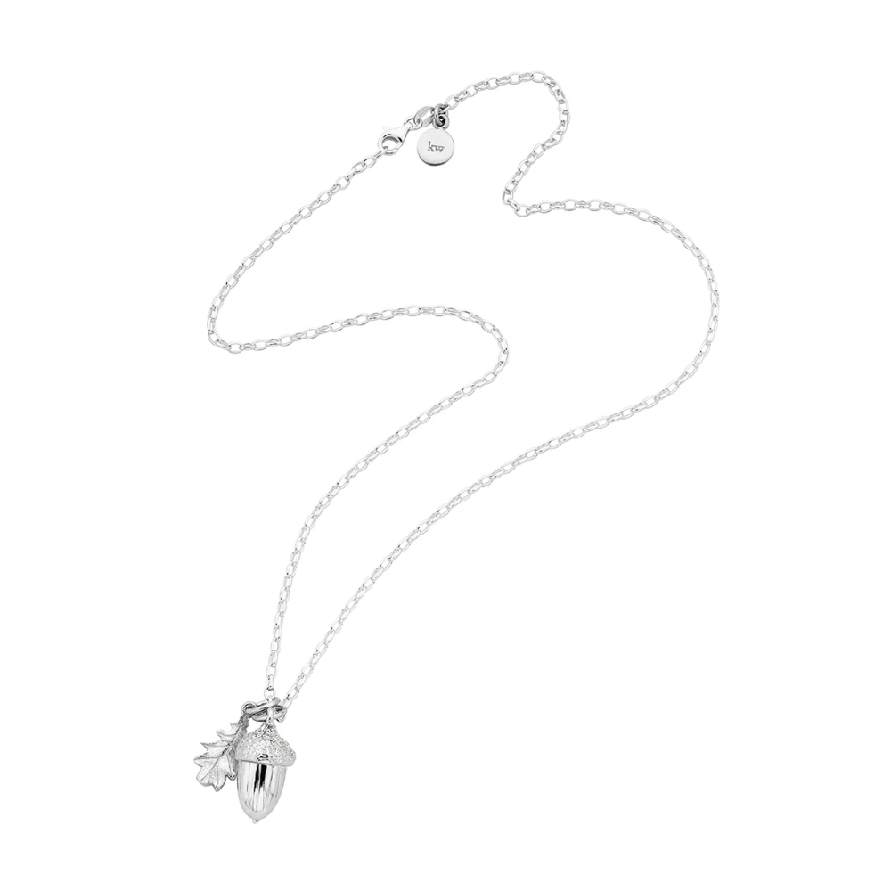 Karen Walker Silver Acorn & Leaf Pendant