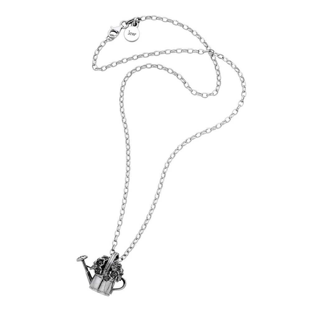 Karen Walker Silver Watering Can & Flowers Pendant