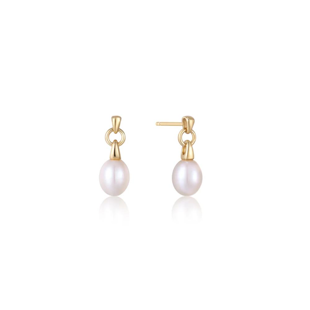 Ania Haie Pearl Drop Stud Earrings in 14ct Gold Plated