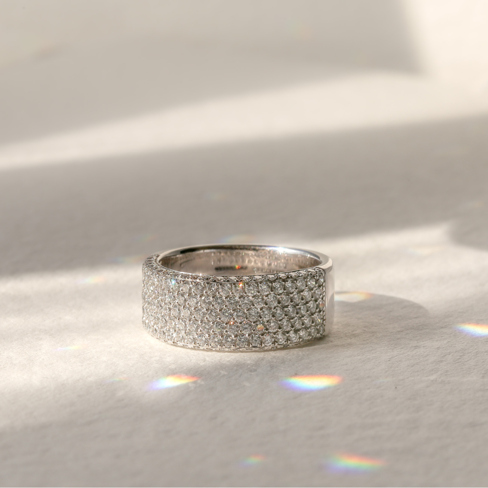 Pave Diamond Band in White Gold