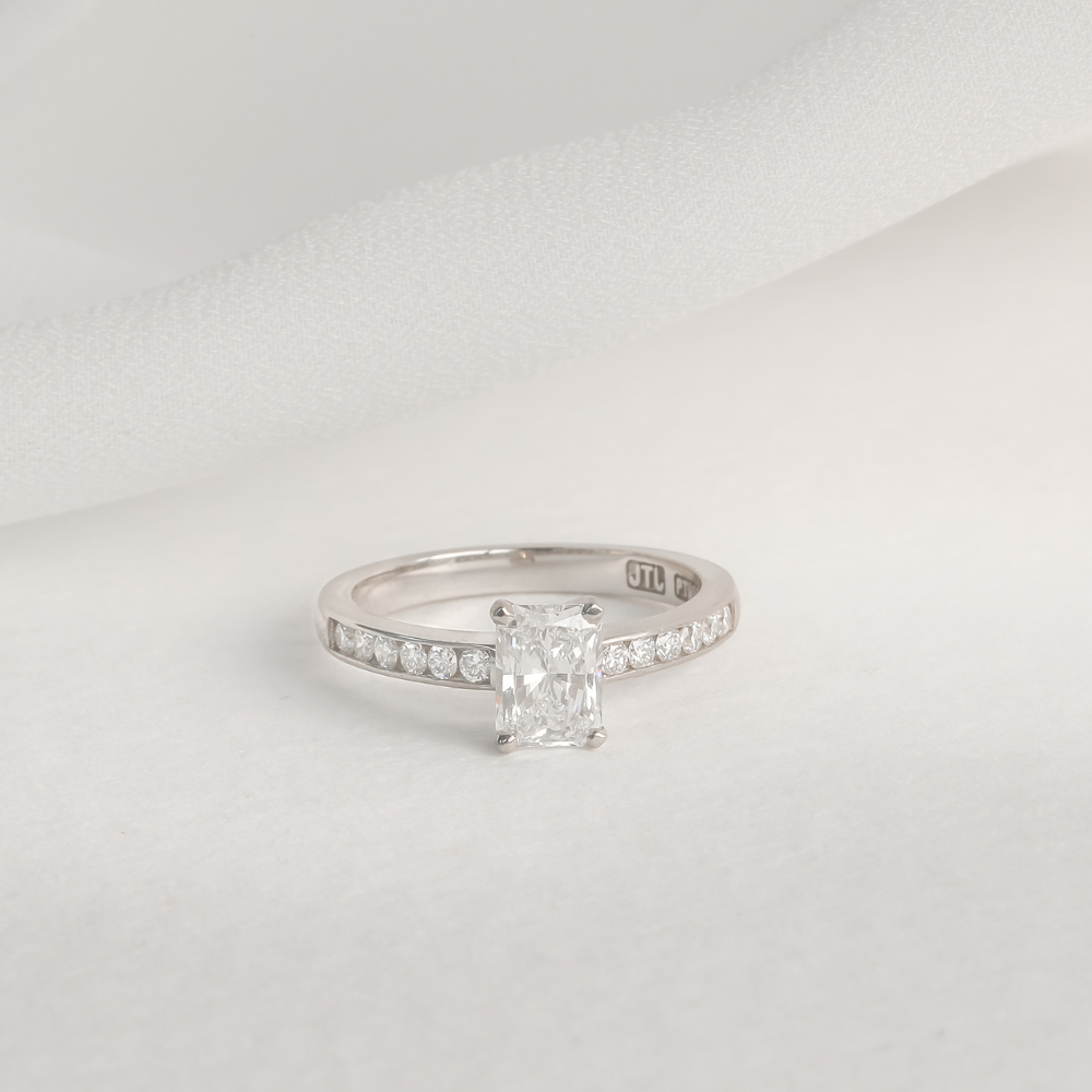 Colourless Radiant Cut Diamond Ring In Platinum