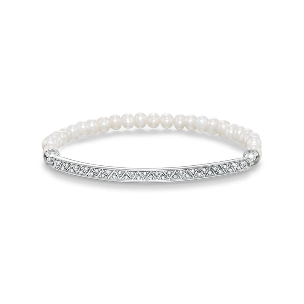 Thomas Sabo Love Bridge Patterned Pearl Bracelet - Silver/Pearl