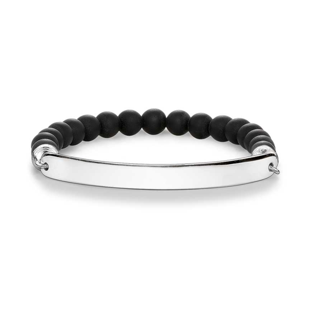 Thomas Sabo Love Bridge Obsidian Matt Black Bead Bracelet - Silver/Black