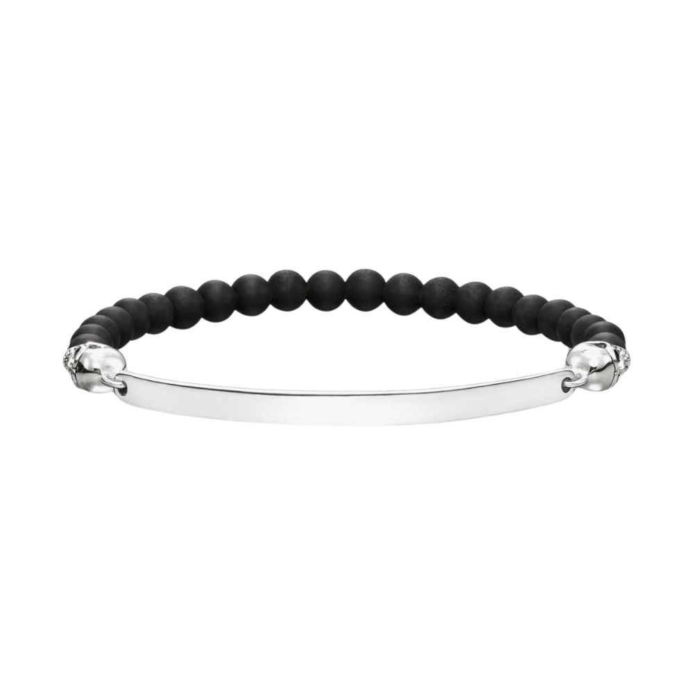 Thomas Sabo Love Bridge Skull Bracelet - Silver/Obsidian