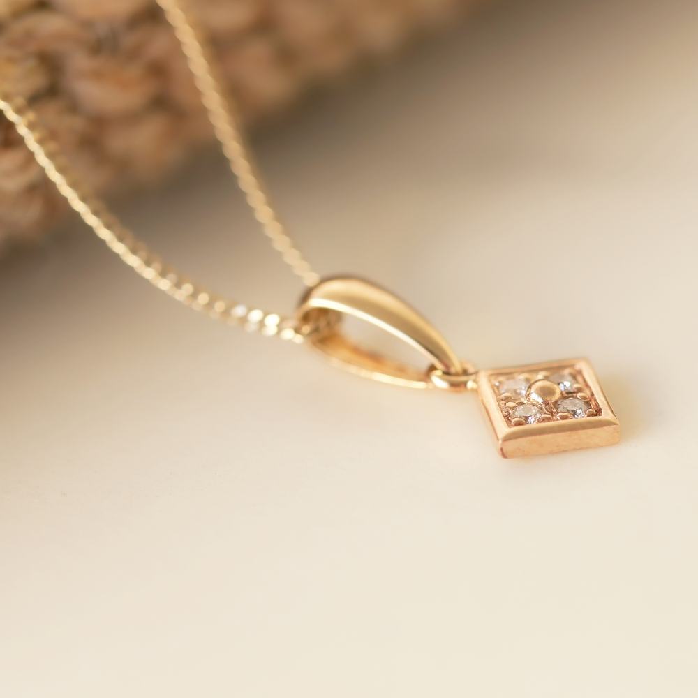 9ct Gold & Diamond Geometric Pendant