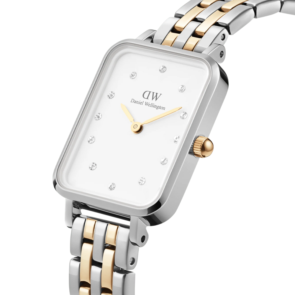 DW Quadro Lumine 5 Link Watch in Two-Tone/White - 20x26mm