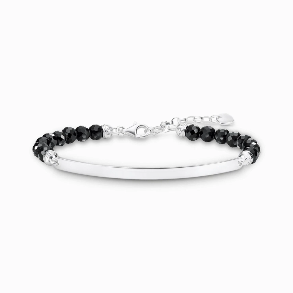 Thomas Sabo Faceted Obsidian Adjustable Bracelet - Silver/Obsidian