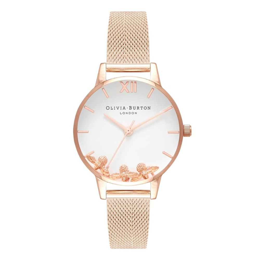 Olivia Burton Busy Bees Rose Gold Mesh Watch