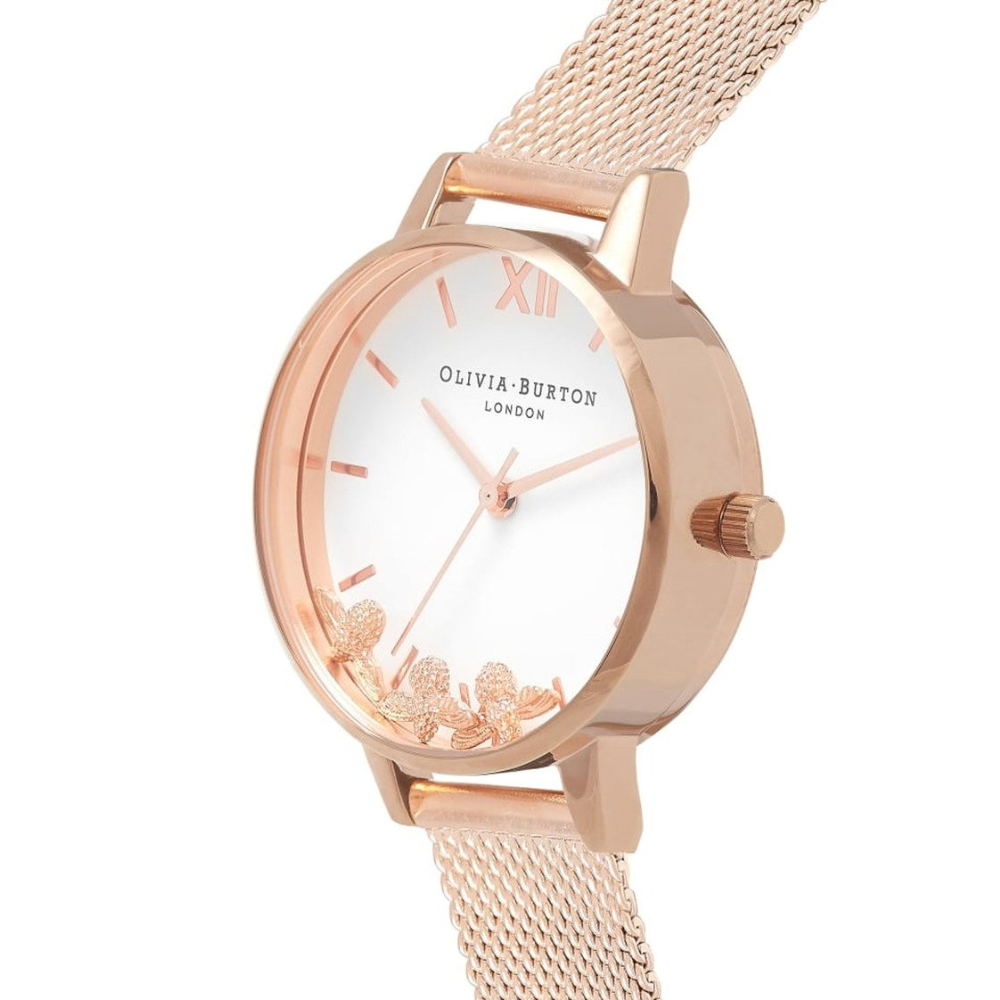 Olivia Burton Busy Bees Rose Gold Mesh Watch