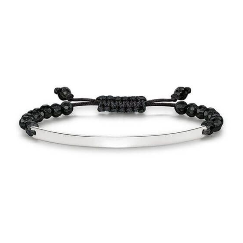Thomas Sabo Love Bridge Faceted Obsidian Adjustable Bracelet - Silver/Obsidian