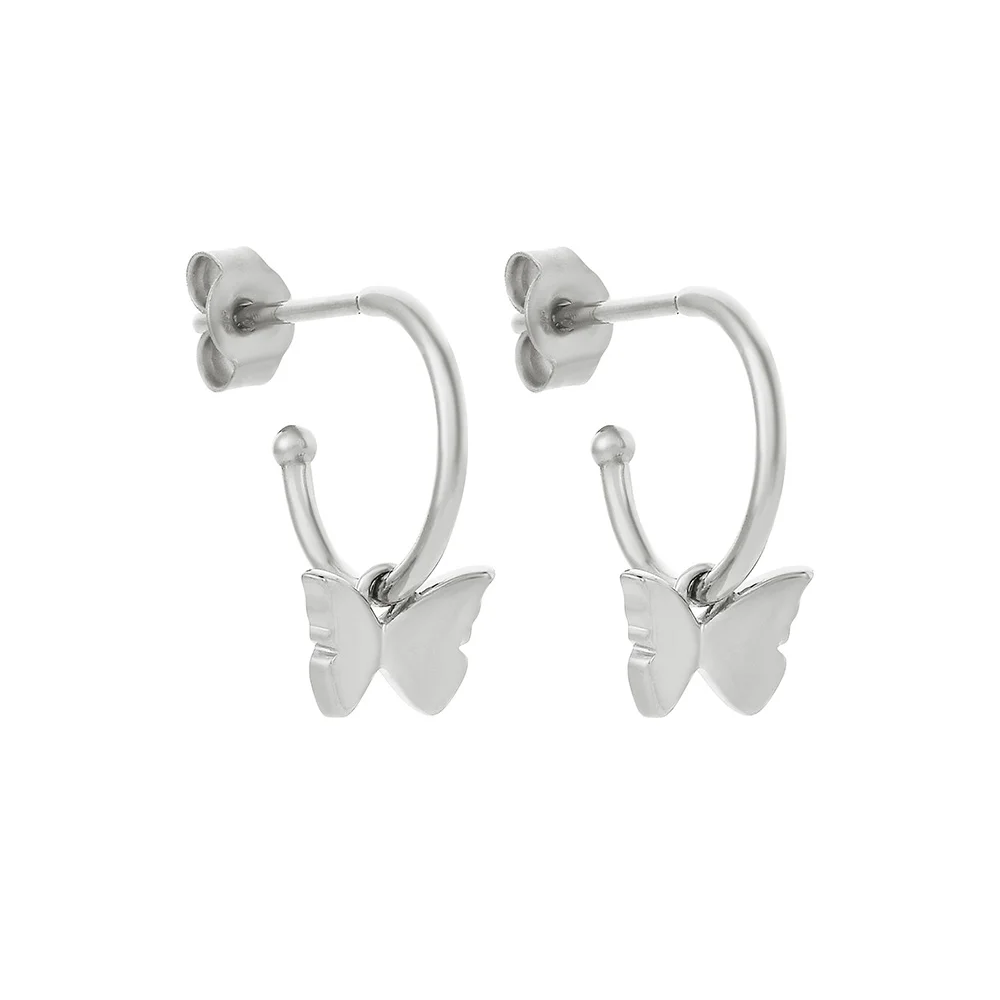 Karen Walker Silver Butterfly Hoop Earrings