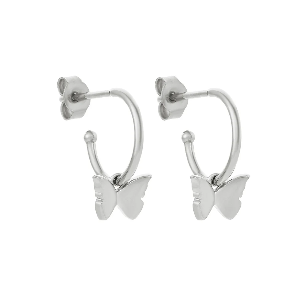 Karen Walker Silver Butterfly Hoop Earrings – John Taylor Jewellers