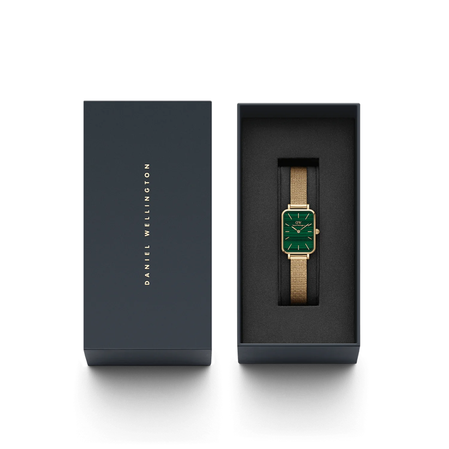 DW Quadro Pressed Evergold Watch in Gold/Green - 20x26mm