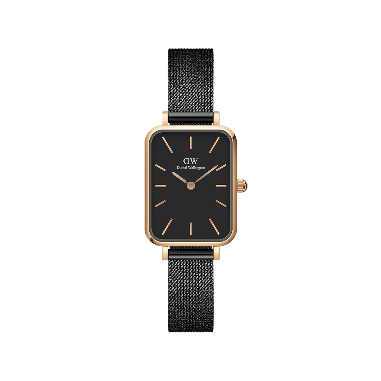 DW Quadro Pressed Ashfield Watch in Rose Gold/Black - 20x26mm