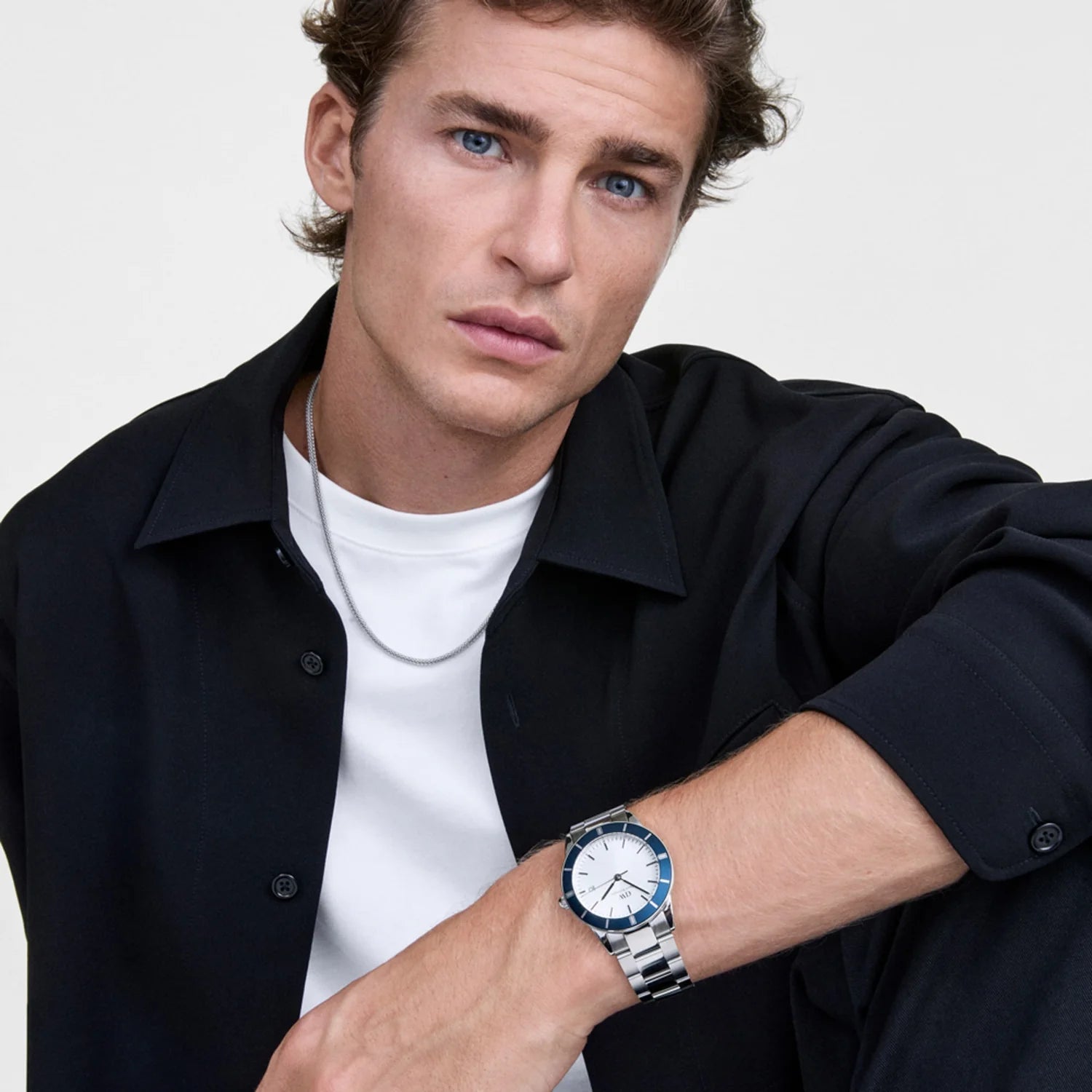 DW Iconic Paradigma Link Watch in Blue/Silver - 40mm