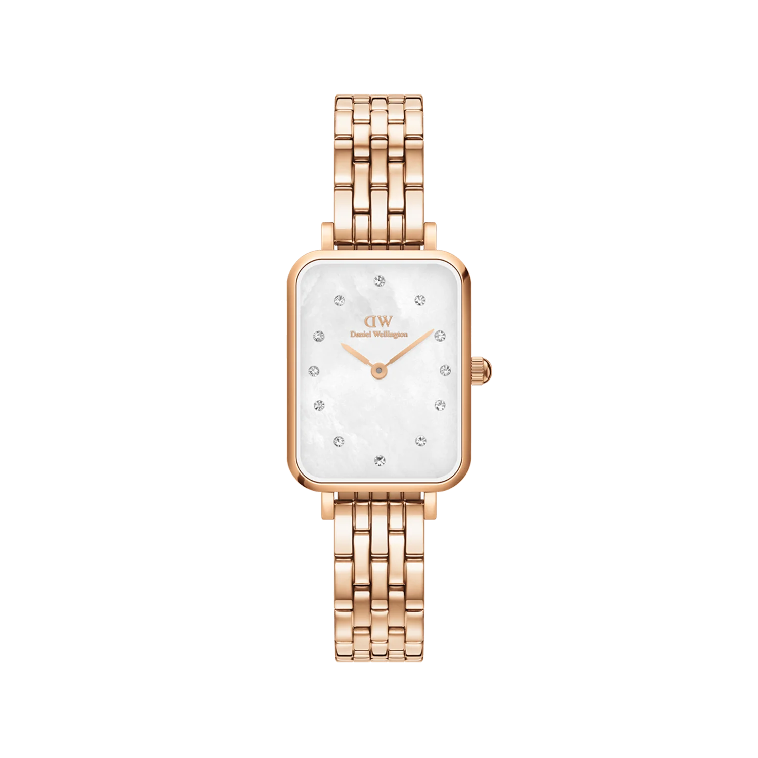 DW Quadro Lumine 5-Link Melrose Watch in Rose Gold/MOP - 20x26mm