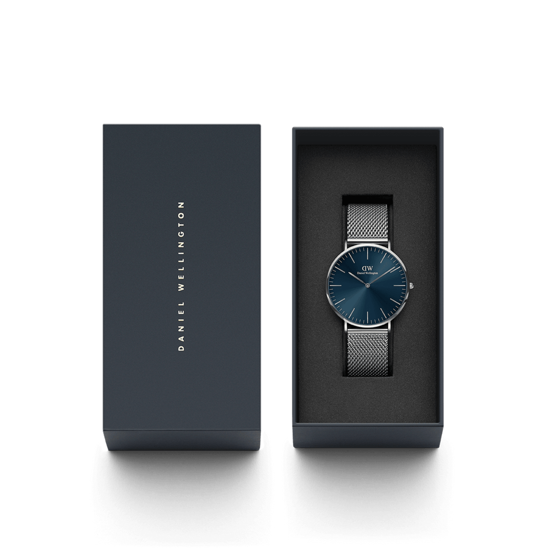 DW Classic Mesh Artic Watch in Silver/Artic - 40mm