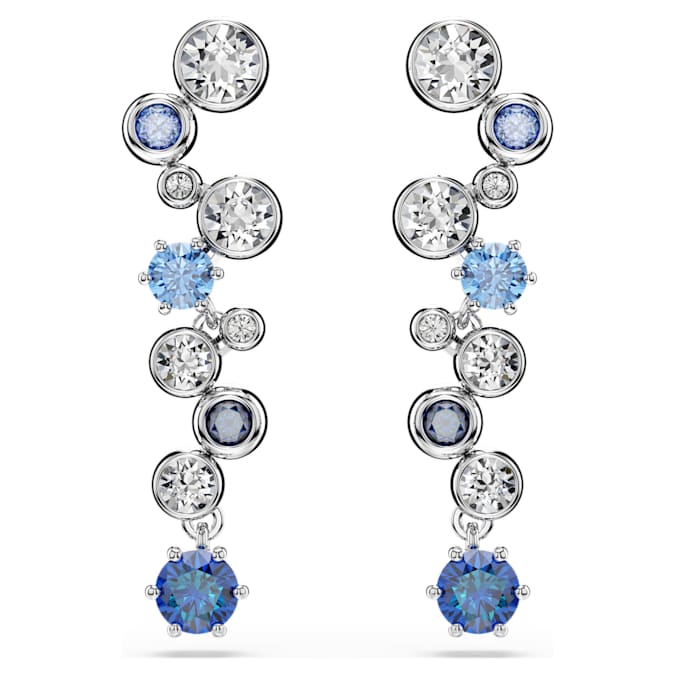 Swarovski Constella Drop Earrings in Silver Tone/Blue