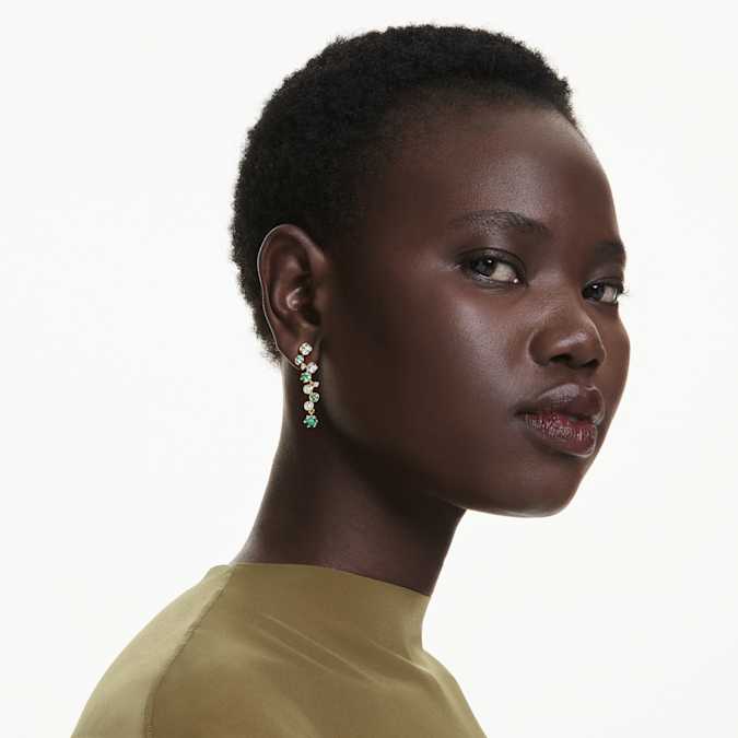 Swarovski Constella Drop Earrings in Gold Tone/Green