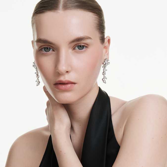 Swarovski Constella Drop Earrings in Silver Tone/White