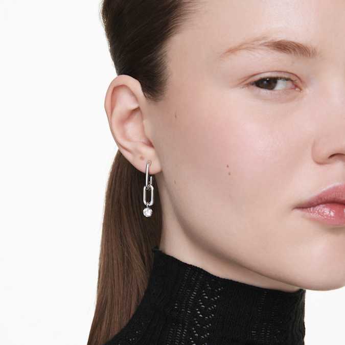 Swarovski Constella Drop Earrings in Silver Tone/White