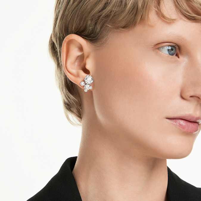 Swarovski Constella Stud Earrings in Silver-Tone/White