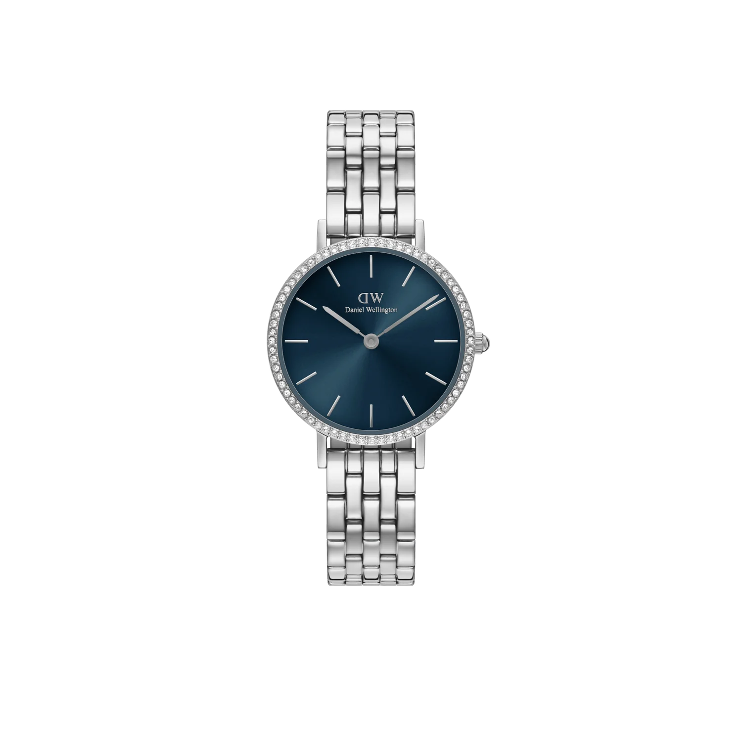 DW Petite Lumine Bezel 5-Link Watch in Silver/Arctic - 28mm