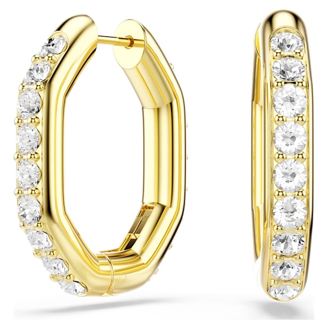 Swarovski Dextera Hoop Earrings in Gold Tone/White