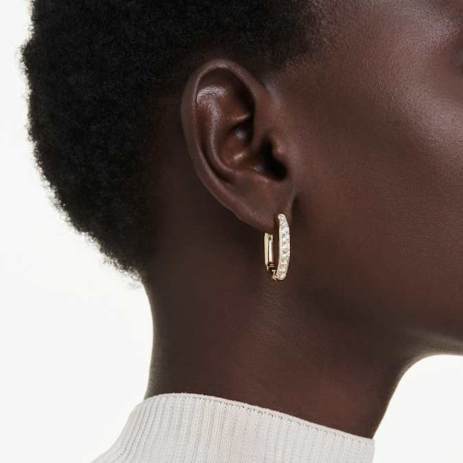 Swarovski Dextera Hoop Earrings in Gold Tone/White