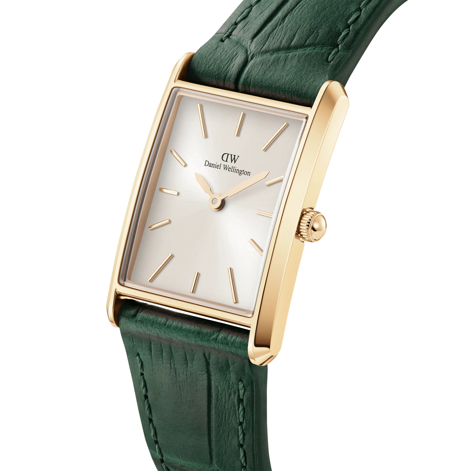 DW Bound Crocodile Watch in Gold/Champagne Sunray/Green - 32x22mm