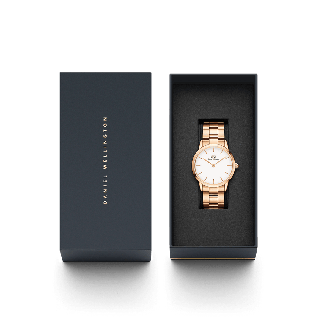 DW Iconic Link Watch in Rose Gold/White - 32mm