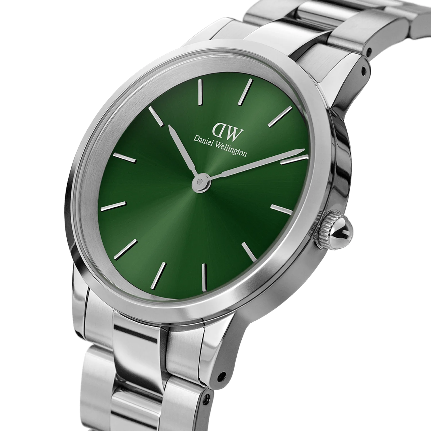 DW Iconic Link Watch in Silver/Emerald - 40mm