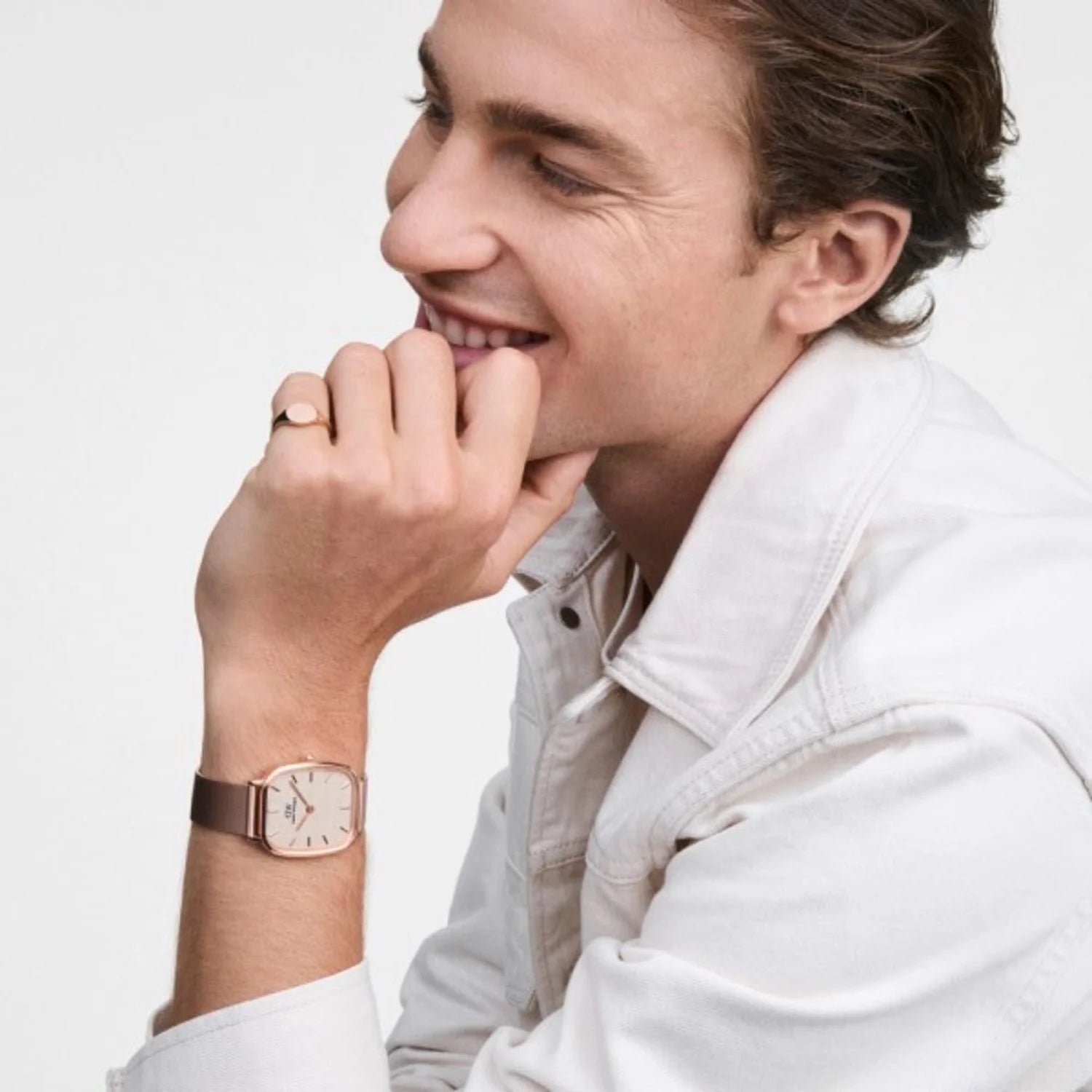 DW Marlon Melrose Watch in Linen/Rose Gold - 32mm x 36.5mm