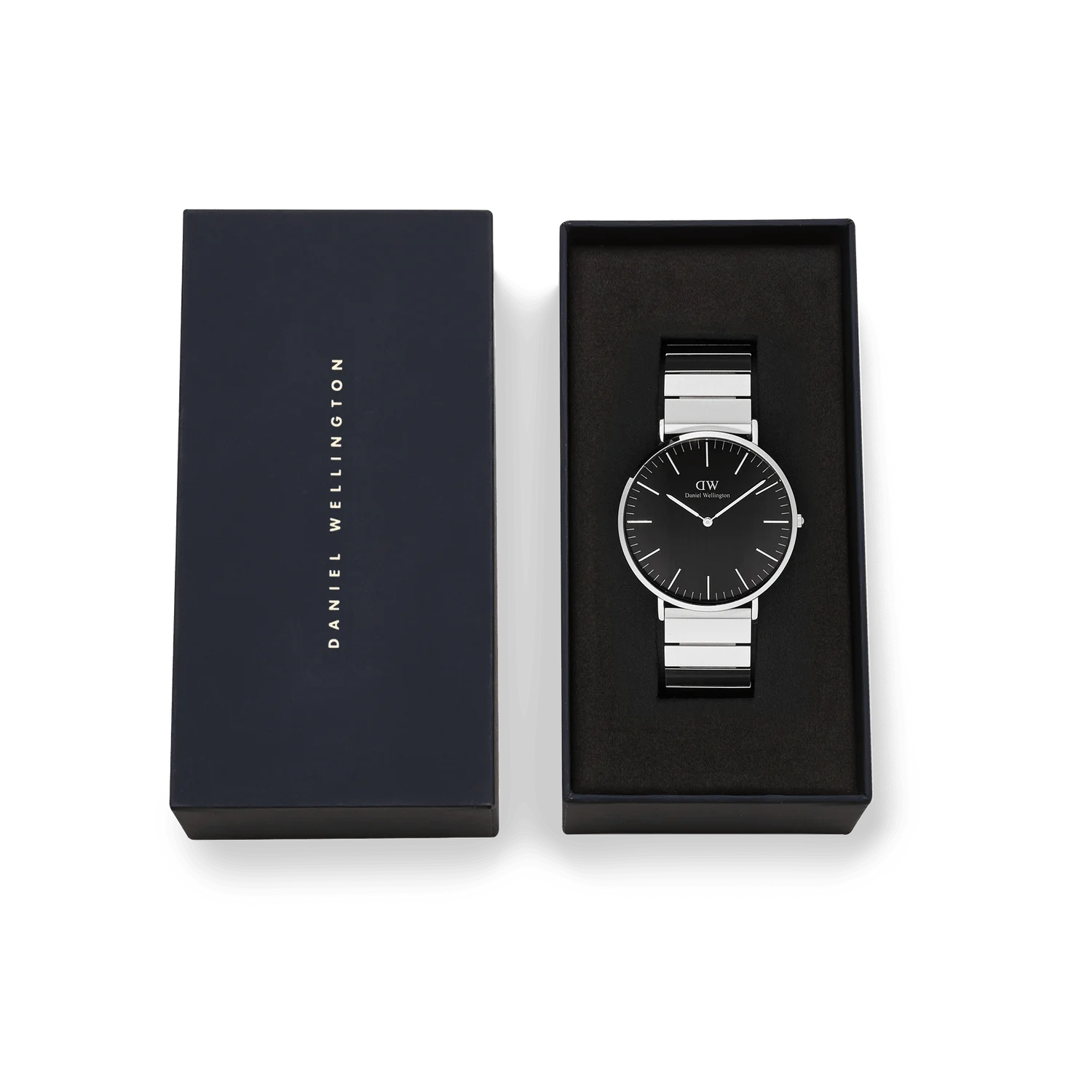 DW Classic Piano Link Watch in Silver/Onyx - 40mm