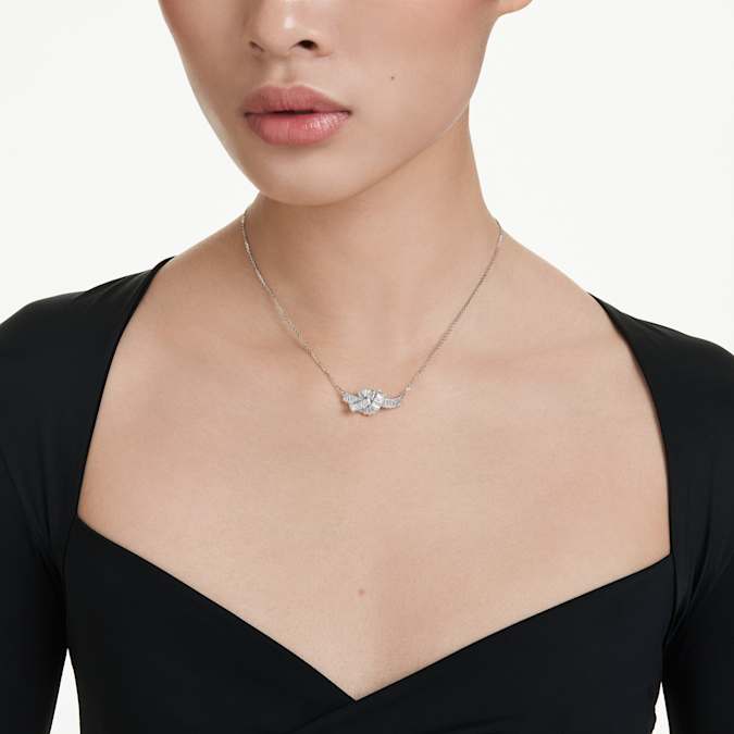 Swarovski Matrix Pendant in Silver-Tone/White