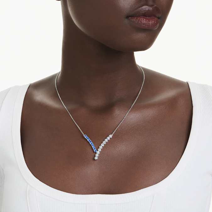 Swarovski Matrix Pendant in Silver Tone/Blue